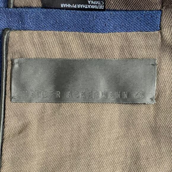 HAIDER ACKERMANN Size 38 Navy Black Cotton Linen Cropped Vest - Picture 5 of 6